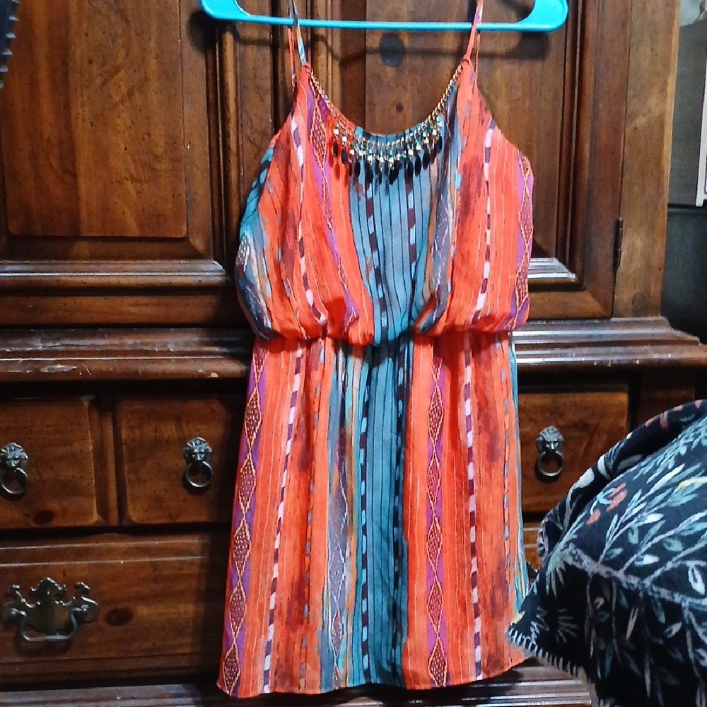Colorful Striped Women's Top/short Dress